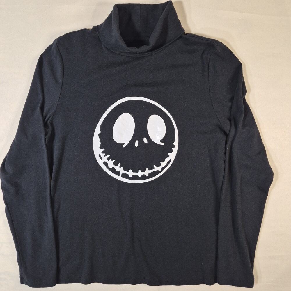 Jones New York Jack Skellington Turtleneck Top Womens Large Black Modal Nightmar